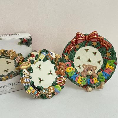 FITZ & FLOYD ~ Pair (2) Ceramic Holiday Plates