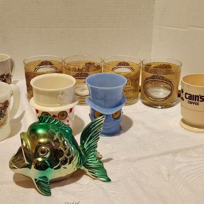 MCM Ceramic Fish. Coffee cups, low ball 960s JIMINY CRICKET Collector Cup