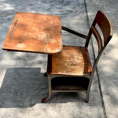 Authentic Vtg. Metal & Wood School Desk