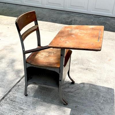 Authentic Vtg. Metal & Wood School Desk