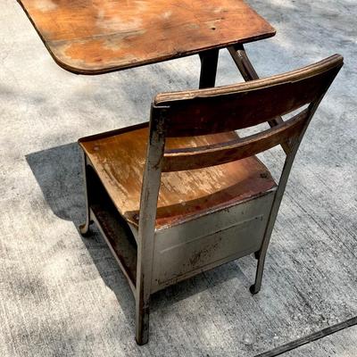 Authentic Vtg. Metal & Wood School Desk