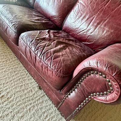 Red leather sofa