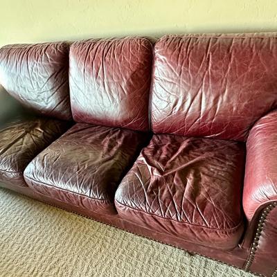 Red leather sofa