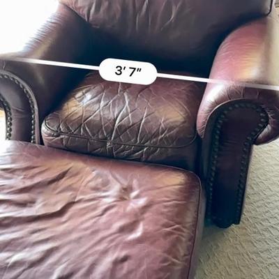 Red leather chair & ottoman