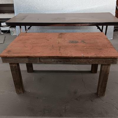 Wooden workbench and folding conference table