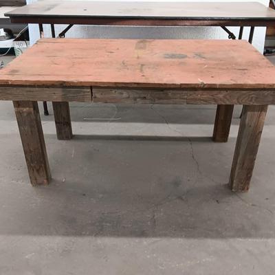 Wooden workbench and folding conference table