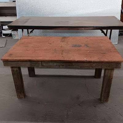 Wooden workbench and folding conference table