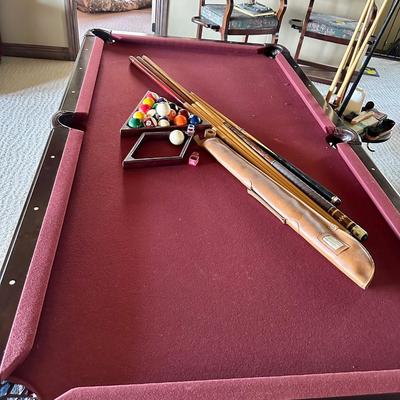 Olhausen Pool table and all accessories Including balls and racks and stand