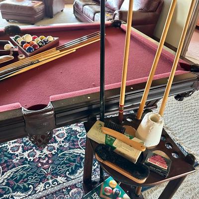 Olhausen Pool table and all accessories Including balls and racks and stand