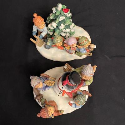 Pair of Playful Winter Hummels: 'A New Winter Friend' & 'Dashing Through the Snow' (DR-SS)