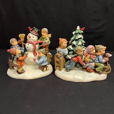 Pair of Playful Winter Hummels: 'A New Winter Friend' & 'Dashing Through the Snow' (DR-SS)