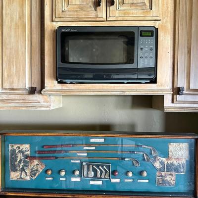 History of golf framed art and microwave