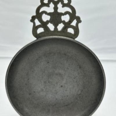 STEDE PEWTER PORRINGER DISH, WITH STEDE & HORSE HEAD