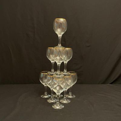 Gold Rim & Everyday Wine Glasses w/Rabbit Corkscrew Set (K-SS)