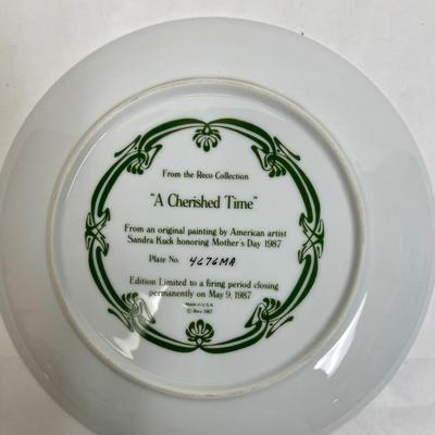 "A Cherished Time" Collector Plate for Mother's Day 1987 art by Sandra Kuck Reso Collection with COA