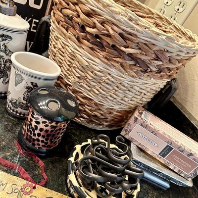 You are my sunshine Wall art, Black and white bathroom items, Cup and lotion holder, Trash basket