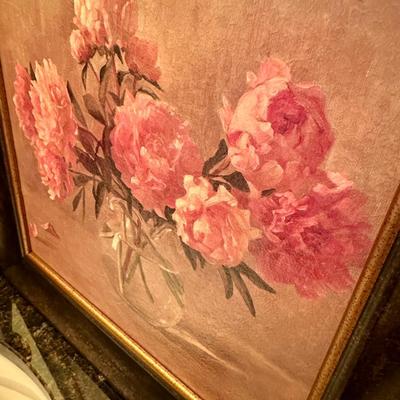 A piece of floral art, and China, figurines, plate