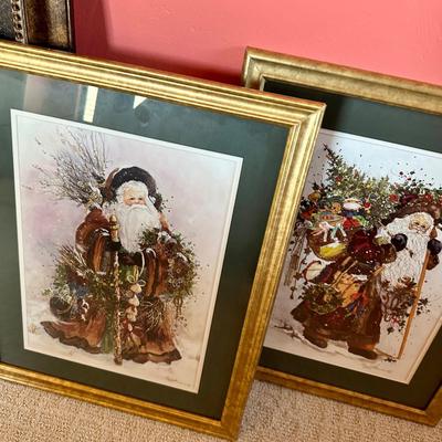3 Santa framed art