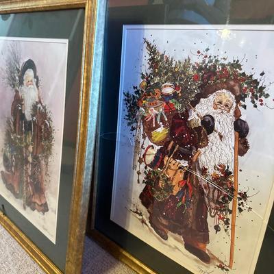 3 Santa framed art
