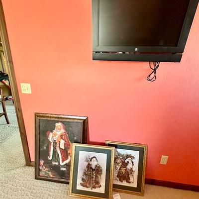 3 Santa framed art