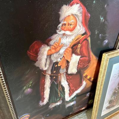 3 Santa framed art