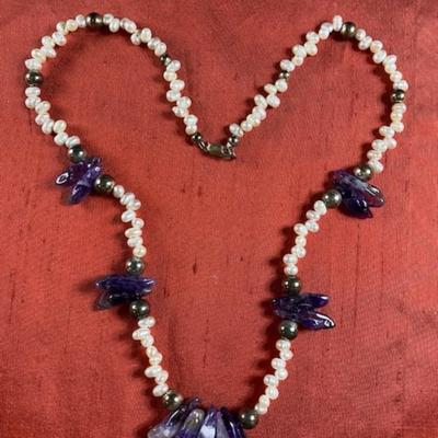 Amethyst and Fresh Water Pearl Necklace