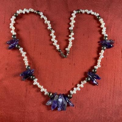 Amethyst and Fresh Water Pearl Necklace