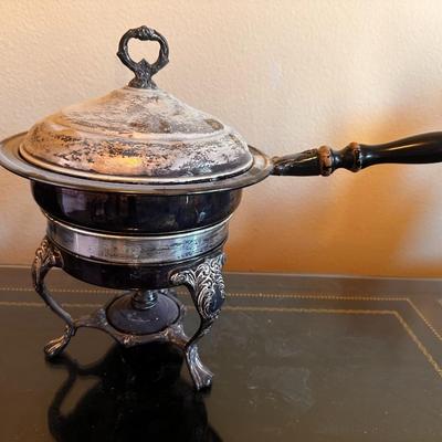 Vintage Sheridan STYLE Silver Plate Chafing Dish with Stand and Burner