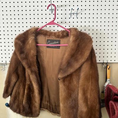 Vintage Famous Bar Monogramed Real Dark Mink Fur OverCoat Slip-On Shoulder Cover (Small)