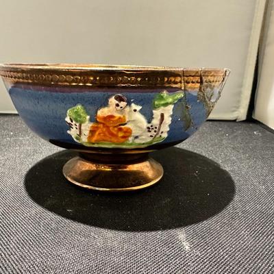 Antique Allertons London Copper Lustre footed bowl 5.25"
