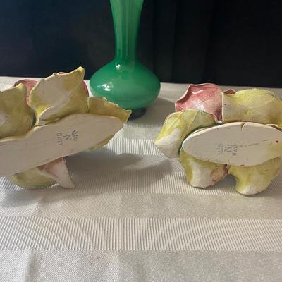 Vintage Italian Candle Stick Holders and Lovely little Green Bud Vase