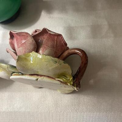 Vintage Italian Candle Stick Holders and Lovely little Green Bud Vase