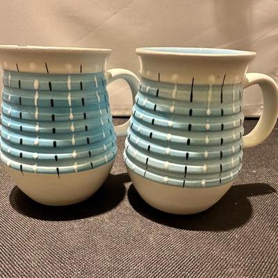 Denby Burlington small mug turquoise blue Albert Colledge 1960s (Set of two)