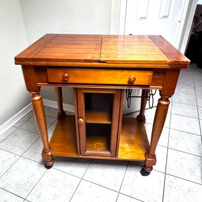 Wooden Kitchen Island Table on Casters With Fold Out Leaves