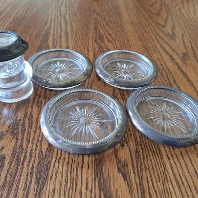5pc leonerd silverplate ashtrays and tooth pick holder