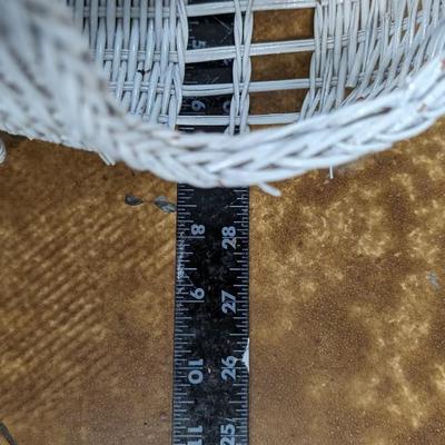 Vintage Wicker Doll Buggy White Baby Basket Stroller Decor