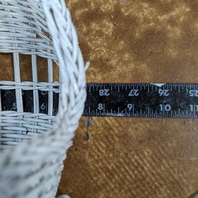 Vintage Wicker Doll Buggy White Baby Basket Stroller Decor