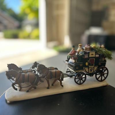 Dept 56- Holiday Coach- Dickens' Village: Department 56 RETIRED -Vintage Christmas Village Accessory - Village Scene Decor