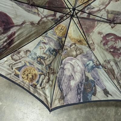 Black Umbrella With Decorative Scene On The Inside