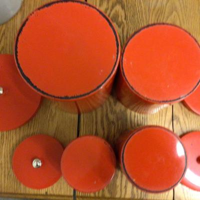 Red Plastic Kitchen Canisters
