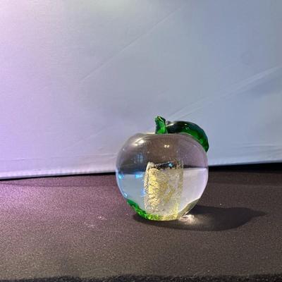 Set of 2 Apple Paperweight Glass Clear