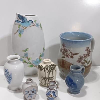 Collection of vases Small & delicate with hummingbird mug