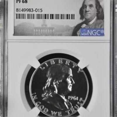 1961 Proof Franklin Half Dollar - NGC PF 68 Benjamin Franklin Label FR