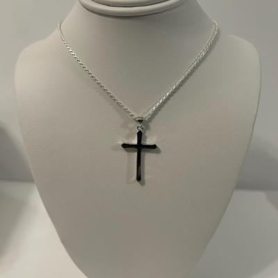 New DIAMOND CUT STERLING SILVER 20" & STERLING SILVER CROSS