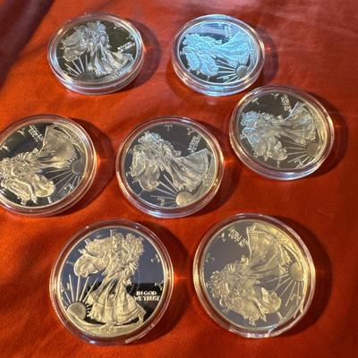 Lot of (7) 2024 $1 American Silver Eagle 1 oz BU