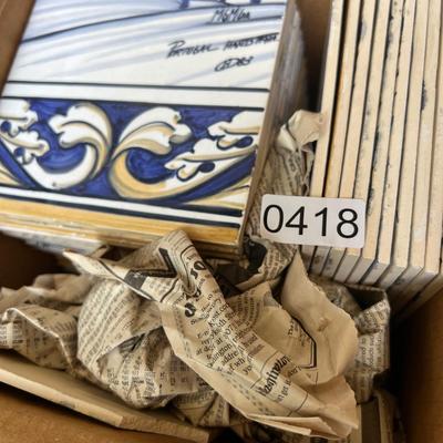 Box of 36 Hand Painted Portuguese Ceramic Tiles