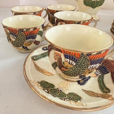 Vintage Japanese Ceramic Tea Set - 5 Person Serving