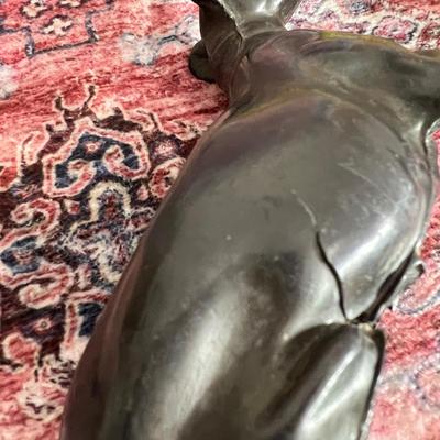 Vintage Hollow Cast Bronze Dog Sculpture Art