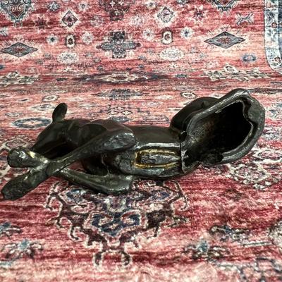 Vintage Hollow Cast Bronze Dog Sculpture Art