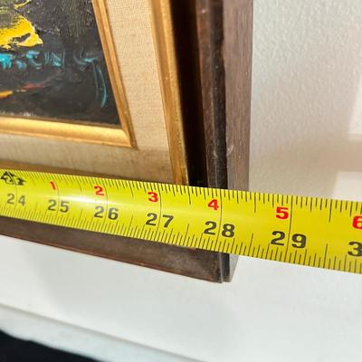 Large Vintage MCM Framed Oil on Canvas Signed 40"x28"